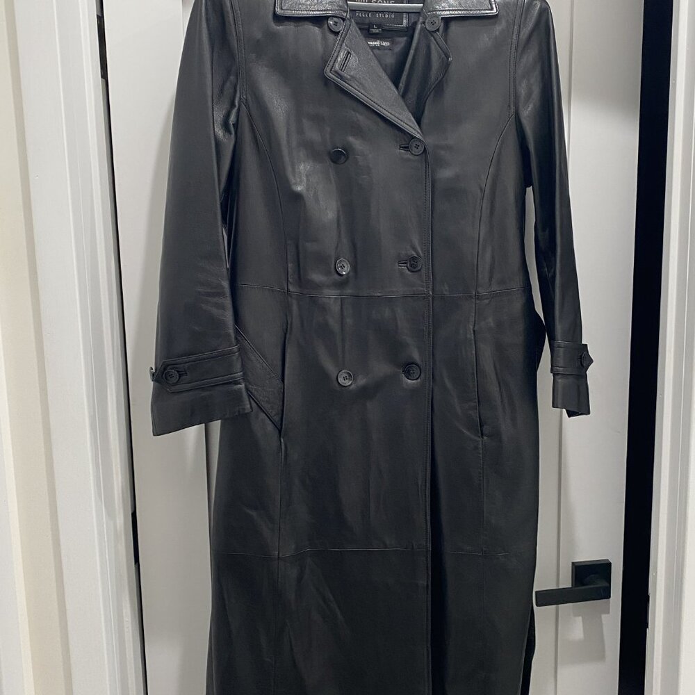 Women's Leather Coat. 100% Genuine Leather. Wilsons Leather. 48" Long.